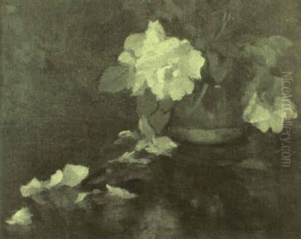 Peonies In A Chinese Jar Oil Painting by Wilton Lockwood