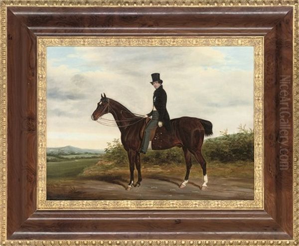A Gentleman On A Bay Hunter Oil Painting by James Loder Of Bath