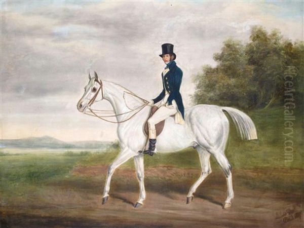 A Gentleman On A Hunter Oil Painting by James Loder Of Bath
