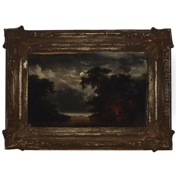 Moonlit Encampment Oil Painting by Alexander Francois Loemans