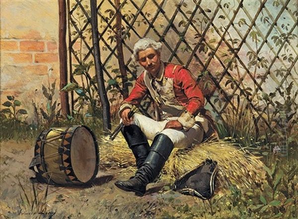 Resting Drummer Oil Painting by Edward Loevy