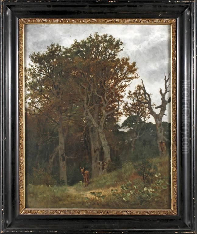 Sommerlicher Waldrand Mit Reh Oil Painting by Karl Bennewitz Von Lofen
