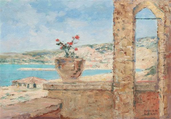 Terrace In Balcic Oil Painting by Kimon Loghi