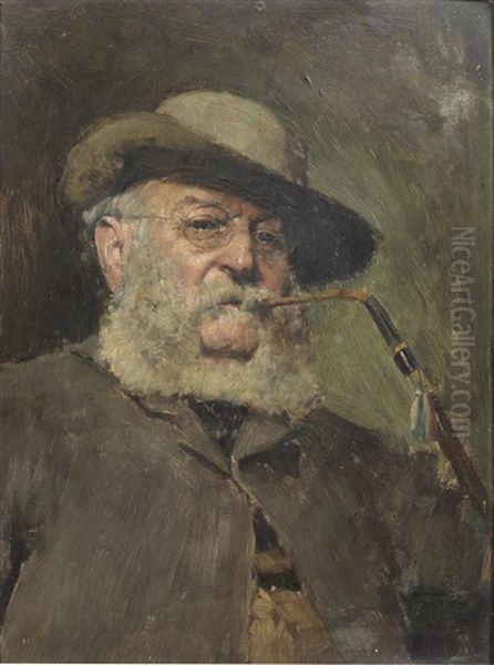 Portrait Of Josef Wolf (1820-1899) Oil Painting by Logsdail William