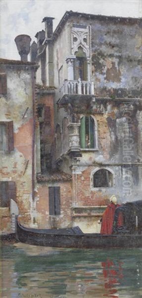 A Corner Of The Palazzo Camello, Venice Oil Painting by Logsdail William