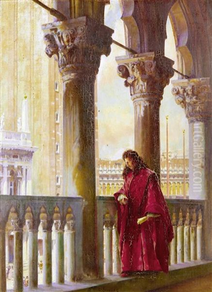 On The Logia Of The Doges Palace, Venice Oil Painting by Logsdail William