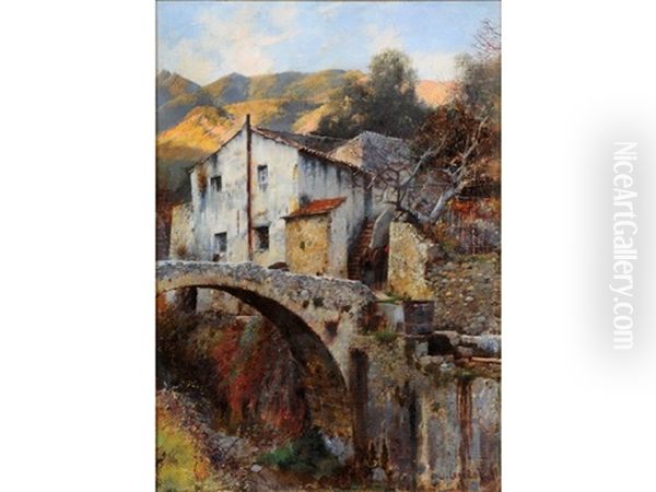 Watermill In The Spanish Hills Oil Painting by Logsdail William