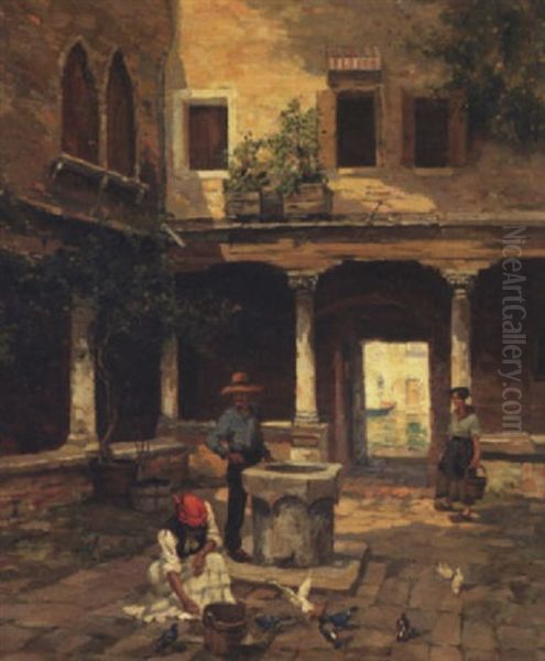 The Courtyard Of San Gregorio St. Della Salute Oil Painting by Logsdail William
