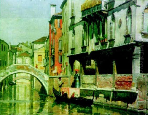 A Venetian Backwatter Oil Painting by Logsdail William