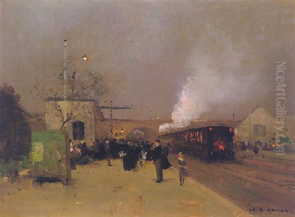 At The Station Oil Painting by Luigi Loir