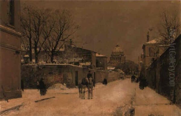A Street Near Les Invalides, Paris Oil Painting by Luigi Loir