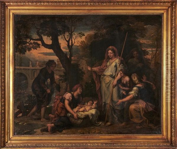 Moise Sauve Des Eaux Oil Painting by Nicolas Loir