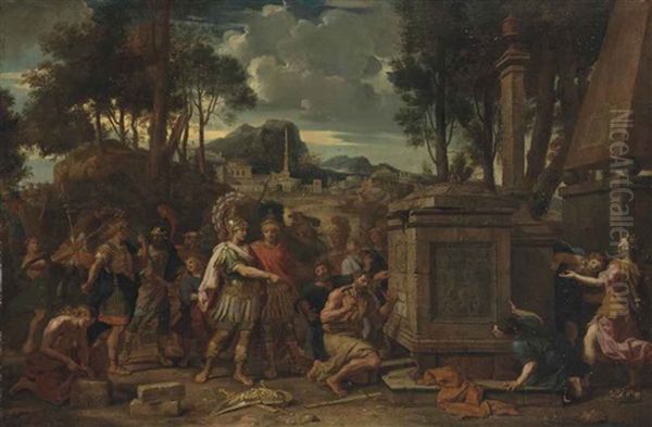 Alexander At The Tomb Of Achilles Oil Painting by Nicolas Loir
