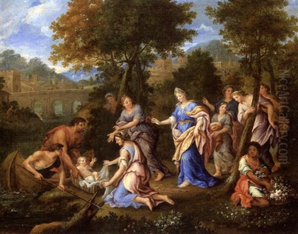 Moise Sauve Des Eaux Oil Painting by Nicolas Loir
