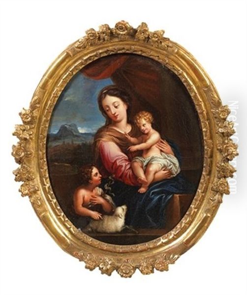 La Vierge A L'enfant Avec Saint Jean-baptiste Oil Painting by Nicolas Loir