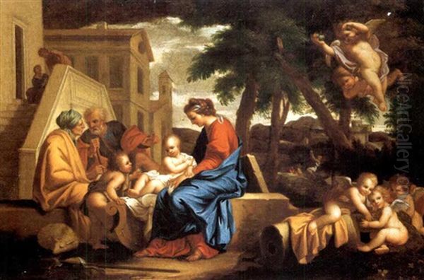 La Sainte Famille Avec Sainte Elisabeth Et Saint Jean-baptiste Oil Painting by Nicolas Loir