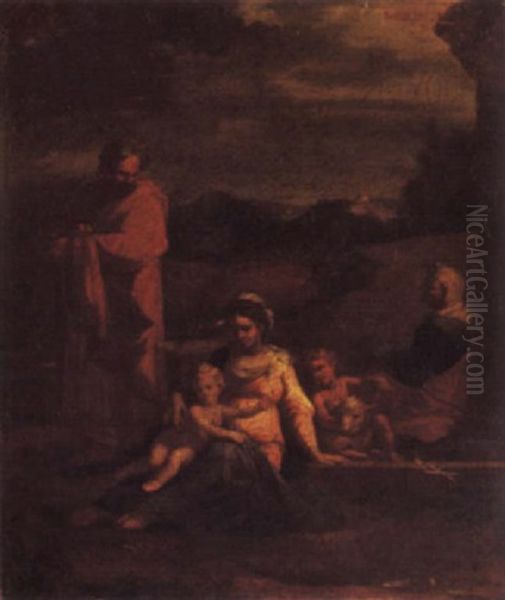 The Holy Family With The Infant Saint John The Baptist And Saint Elizabeth Oil Painting by Nicolas Loir