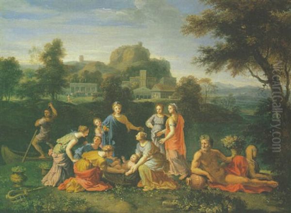 Moise Sauve Des Eaux Oil Painting by Nicolas Loir