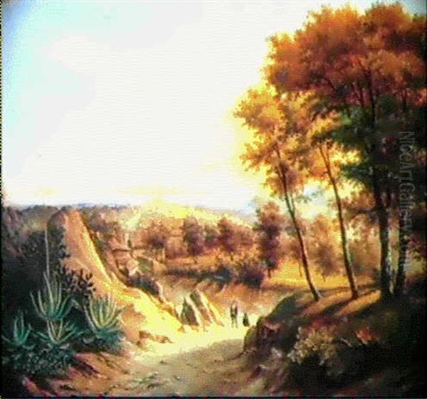 Vue De La Ville De Montreal Et De La Rade De Palerme, Avec  La Cathedrale De Cefalu Oil Painting by Alexandre Francois Loisel