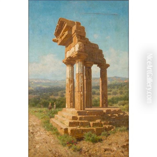 Tempio Di Castore E Polluce Oil Painting by Francesco Lojacono
