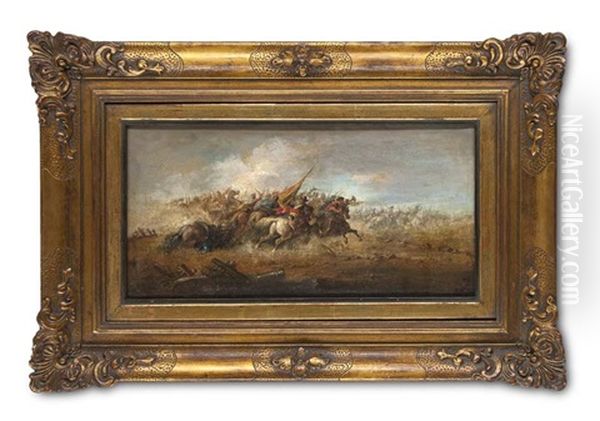 Schlachtenszene (battaglia) Oil Painting by Francesco Lojacono