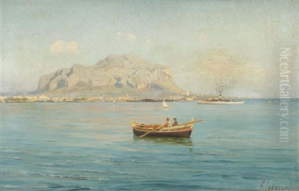 The Bay Of Palermo, With The Mount Pellegrino In The Distance Oil Painting by Francesco Lojacono