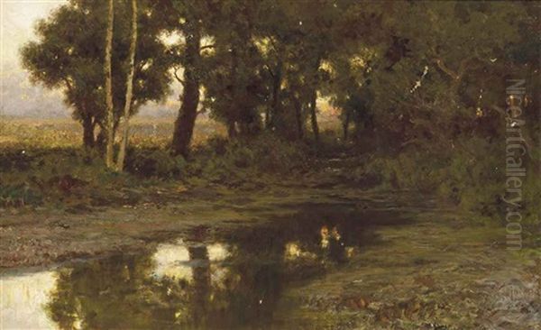 Inverno Bosco Oil Painting by Francesco Lojacono