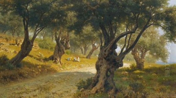 The Olive Grove, Palermo Oil Painting by Francesco Lojacono