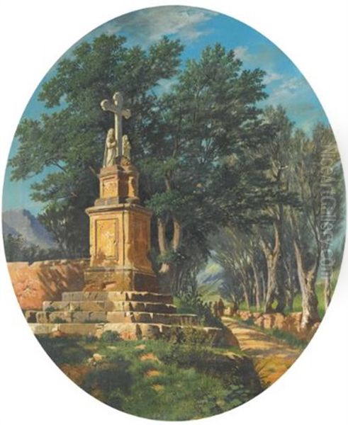 La Croce Di Santa Maria Di Gesu, Palermo Oil Painting by Francesco Lojacono