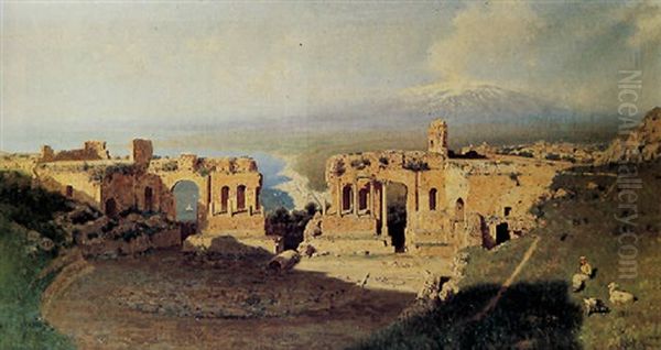 Teatro Greco Di Taormina Oil Painting by Francesco Lojacono