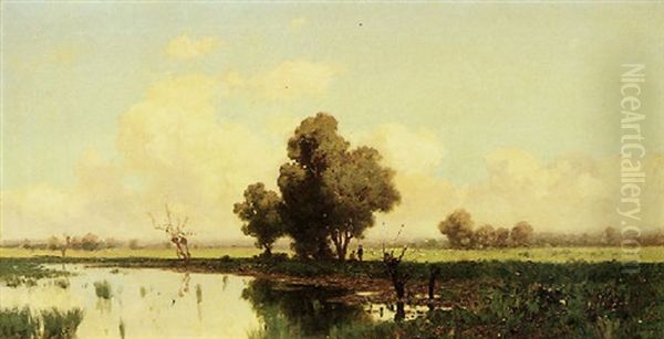 Paesaggio Con Corso D'acqua Oil Painting by Francesco Lojacono