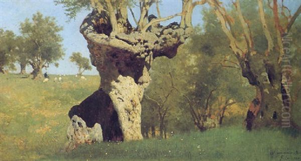 L'olivo Oil Painting by Francesco Lojacono