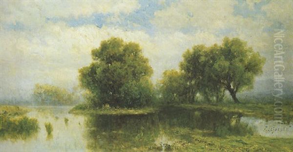 Palude Oil Painting by Francesco Lojacono