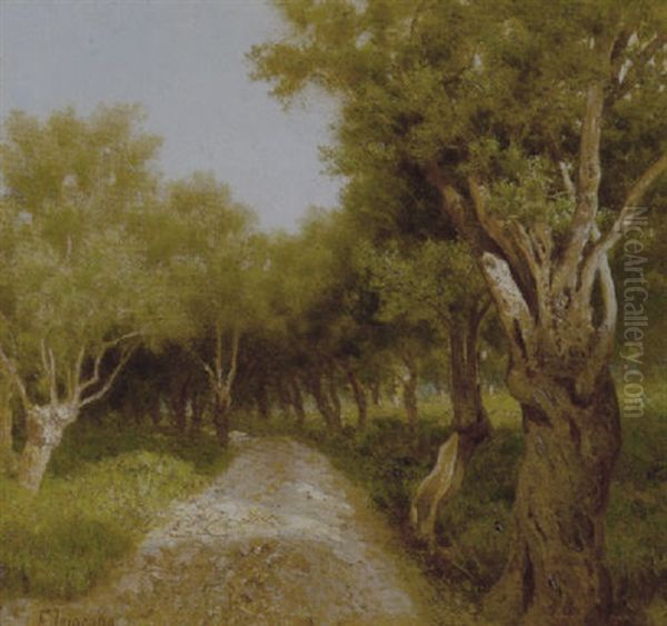 Strada Tra Gli Ulivi Oil Painting by Francesco Lojacono