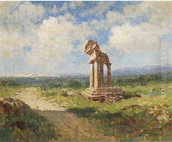 La Valle Dei Templi Ad Agrigento Oil Painting by Francesco Lojacono