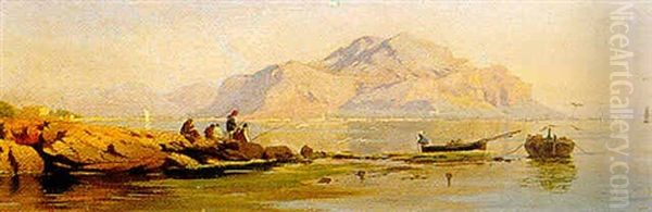 Pescatori A Palermo Oil Painting by Francesco Lojacono