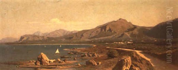 Marina Oil Painting by Francesco Lojacono