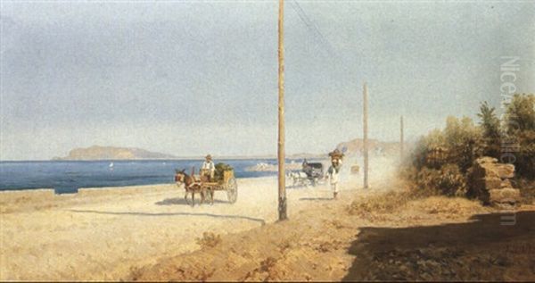 Country Scene In Mondellow, Sicily Oil Painting by Francesco Lojacono