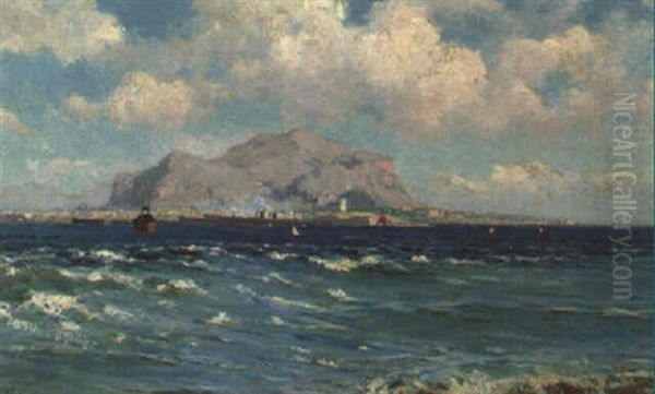 Palermo Dal Mare Oil Painting by Francesco Lojacono