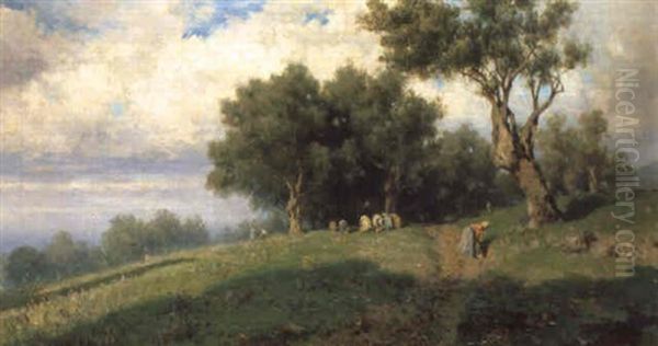 La Raccolta Delle Olive Oil Painting by Francesco Lojacono