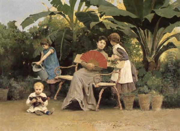 In Giardino Oil Painting by Francesco Lojacono