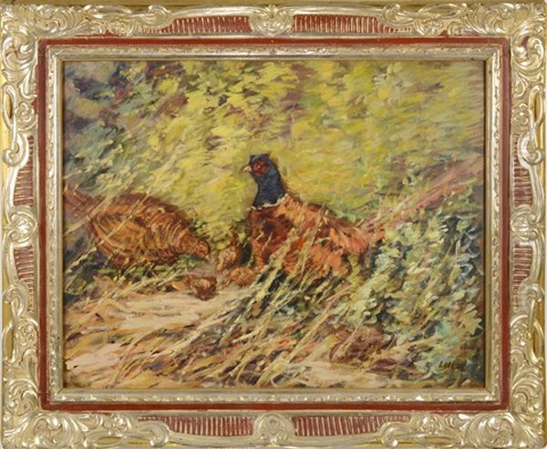Pheasant Family Oil Painting by Stanislav Lolek