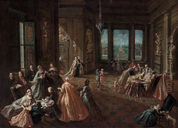 Vornehme Gesellschaft In Einem Palast Oil Painting by Giovanni Domenico Lombardi