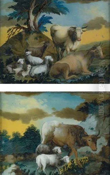 Scene Pastorali (2 Works) Oil Painting by Francesco Londonio