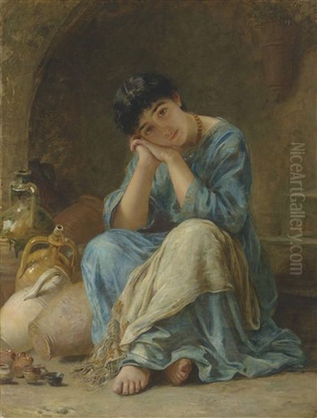 The Ionian Pottery Seller Oil Painting by Edwin Longsden Long