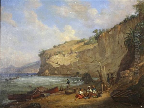Les Pecheurs De Coquillages Aux Caraibes Oil Painting by Edwin Longsden Long