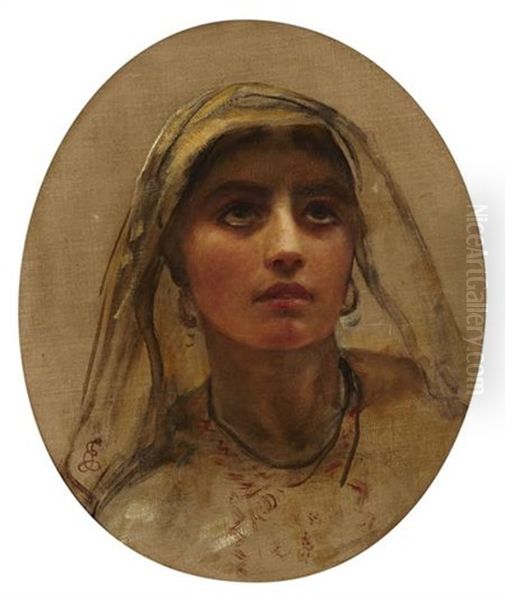 An Arab Girl Oil Painting by Edwin Longsden Long