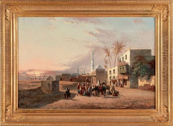 Scene Orientaliste Oil Painting by Edwin Longsden Long