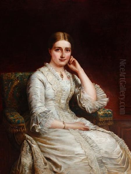 Portrait Of A Seated Lady Oil Painting by Edwin Longsden Long
