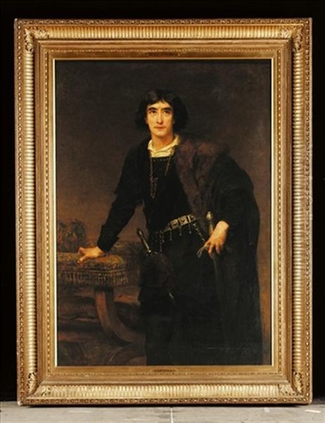 Henry Irving As Hamlet Oil Painting by Edwin Longsden Long